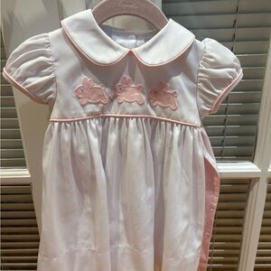 Little English White Dress with Pink Accents